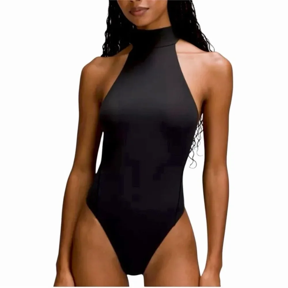 Lululemon Wundermost Ultra-Soft Nulu Mockneck Sleeveless Bodysuit-Black